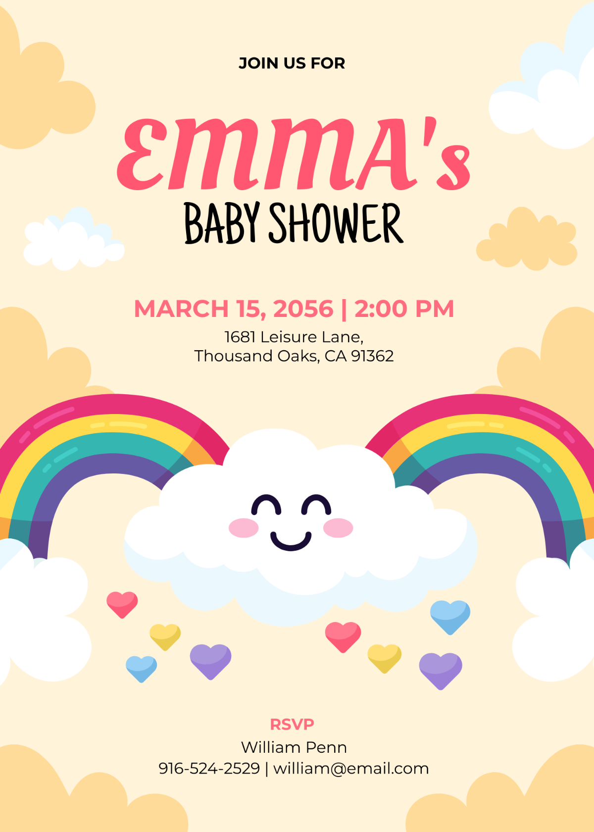 Rainbow Baby Shower Invitation