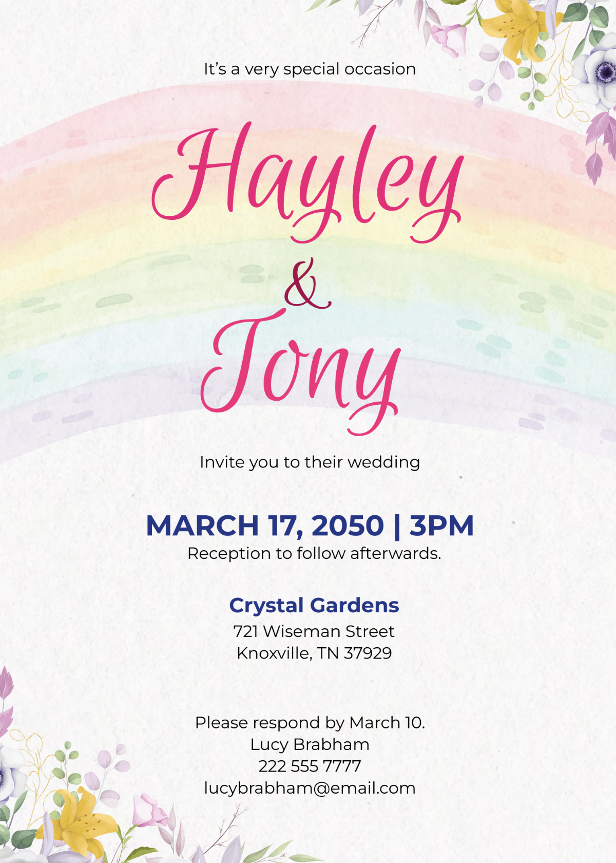Rainbow Wedding Invitation