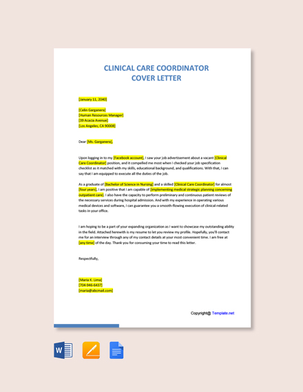 clinical nurse coordinator cover letter