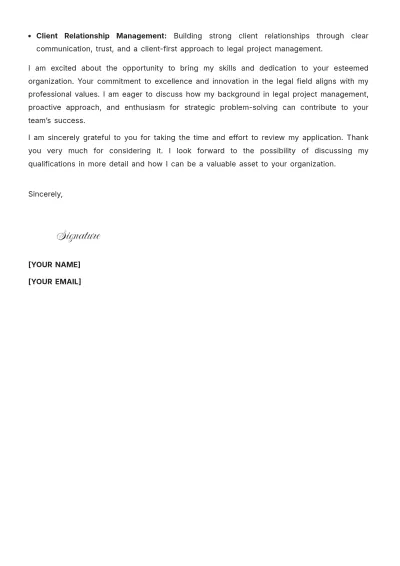 Free Legal Project Manager Cover Letter to Edit Online