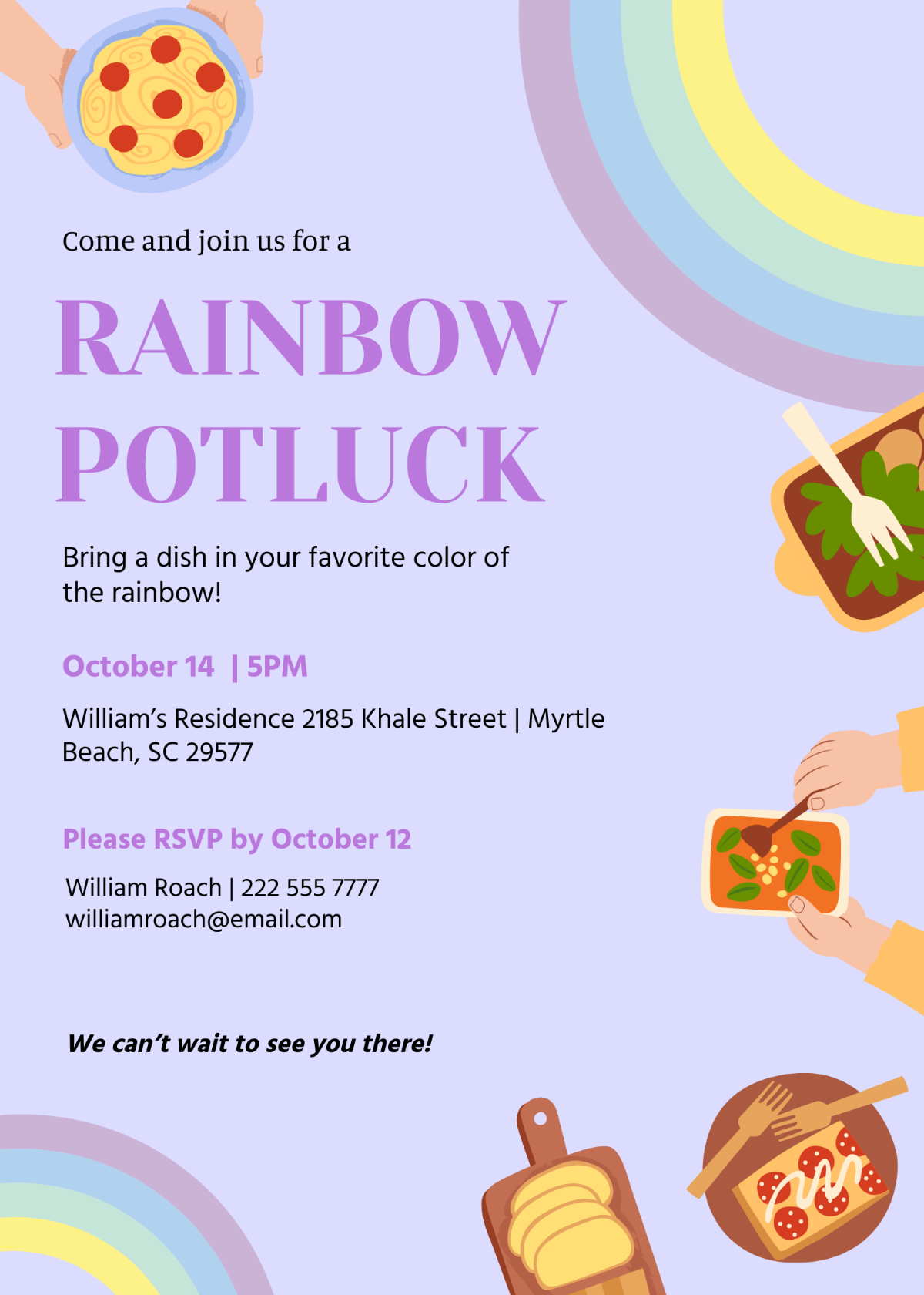 Rainbow Potluck Invitation