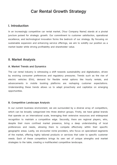 Free Car Rental Growth Strategy Template to Edit Online