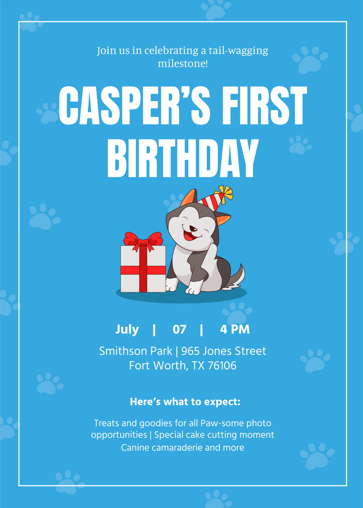 Dog First Birthday Invitation