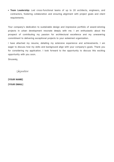 Free Architectural Project Manager Cover Letter to Edit Online