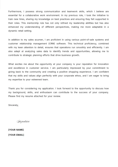 Free Sales Associate Cover Letter to Edit Online