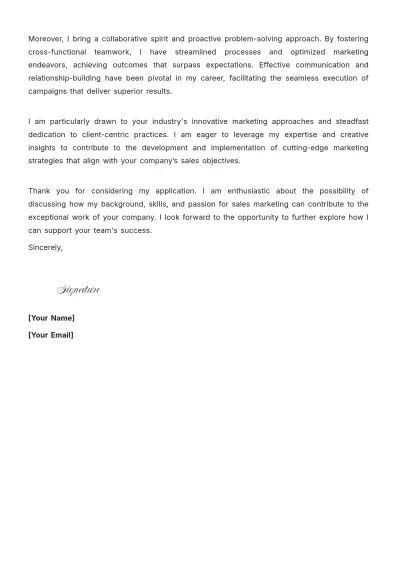 Free Sales Marketing Coordinator Cover Letter to Edit Online