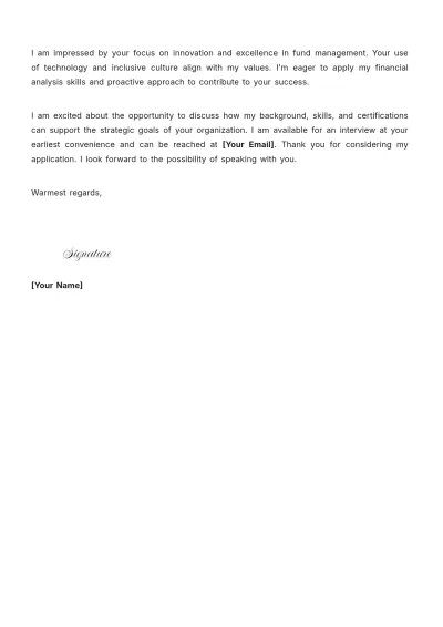 Free Fund Accountant Cover Letter to Edit Online