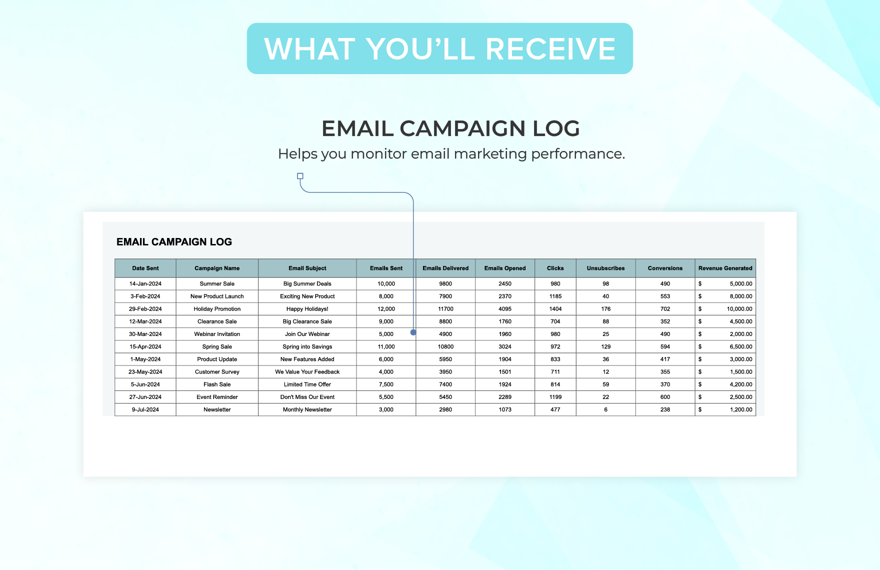 Startup Email Campaign Metrics Tracker Template