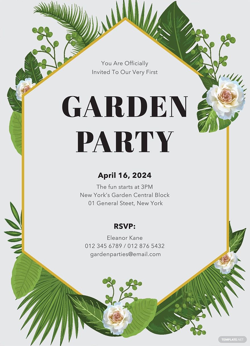 Garden Party Invitation Template in Word, Illustrator, PSD, Apple Pages, Publisher, InDesign, Outlook