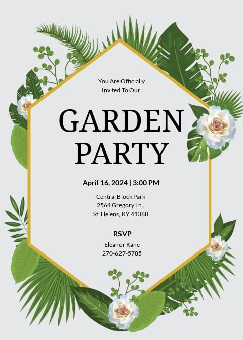 Garden Party Invitation Template Illustrator Word Outlook Apple Pages Psd Publisher Template Net