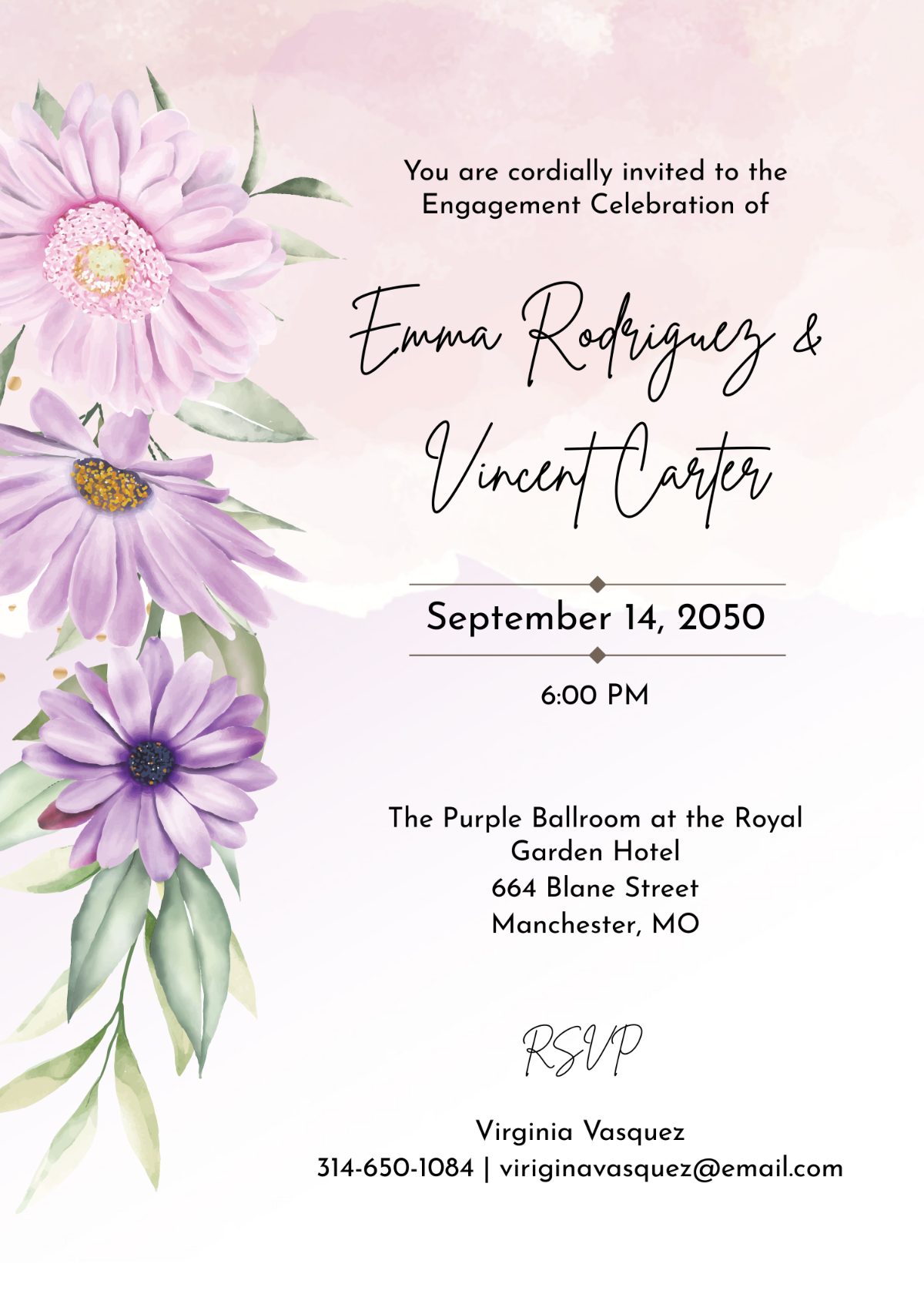 Engagement Purple Invitation