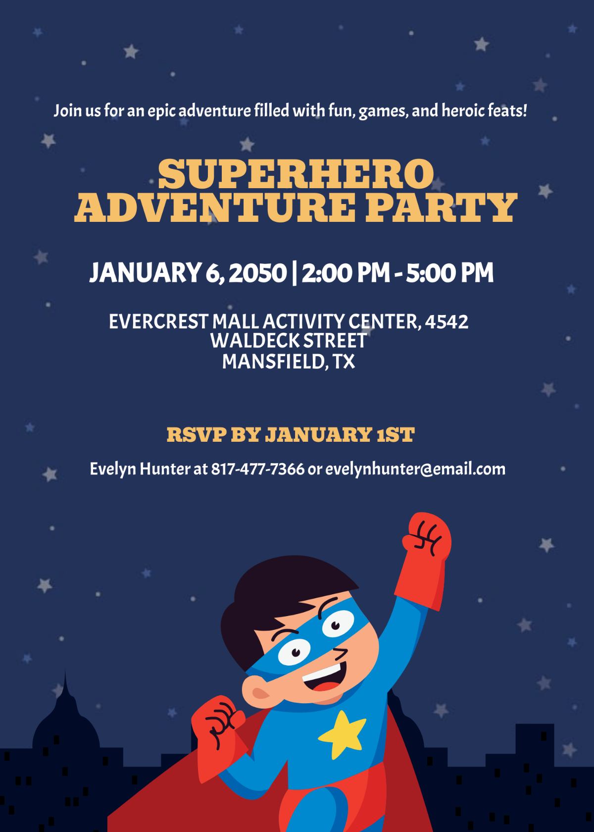 Boy Superhero Invitation