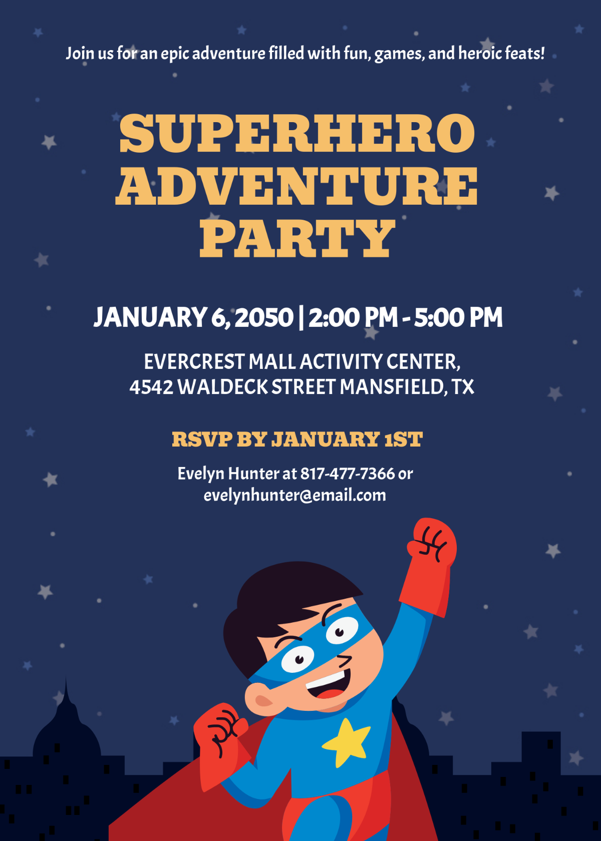 Free Superhero Boy Invitation Template