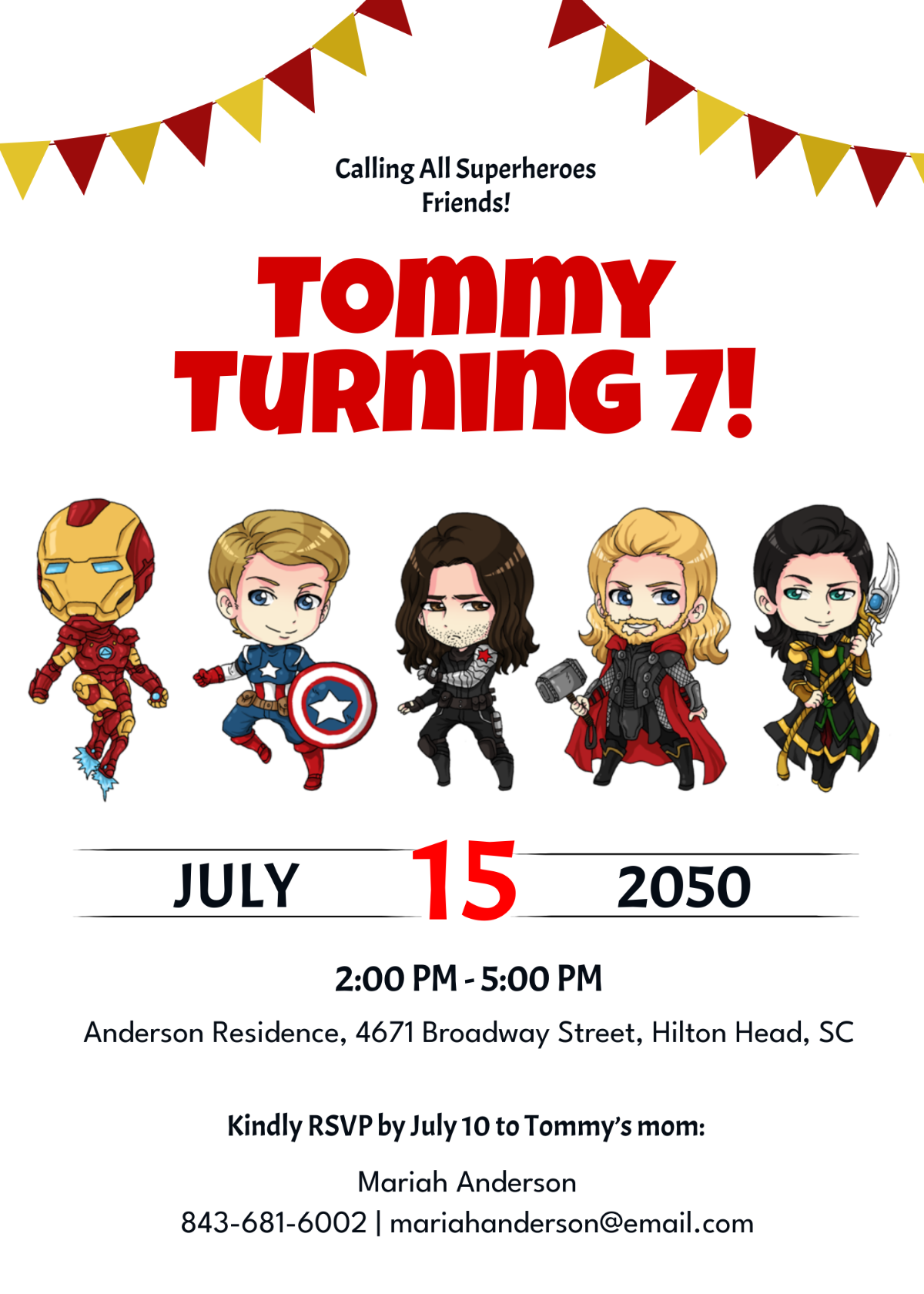 Superhero Kids Birthday Party Invitation