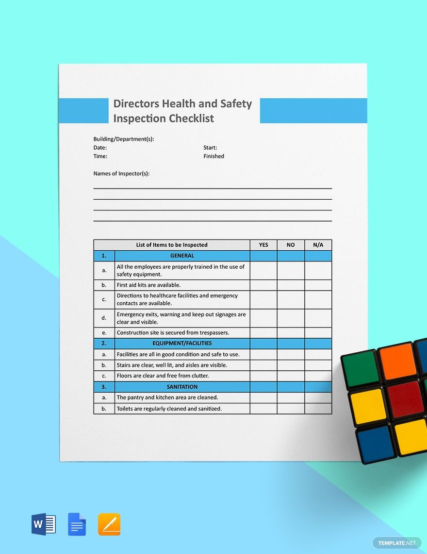 Directors Health and Safety Inspection Template