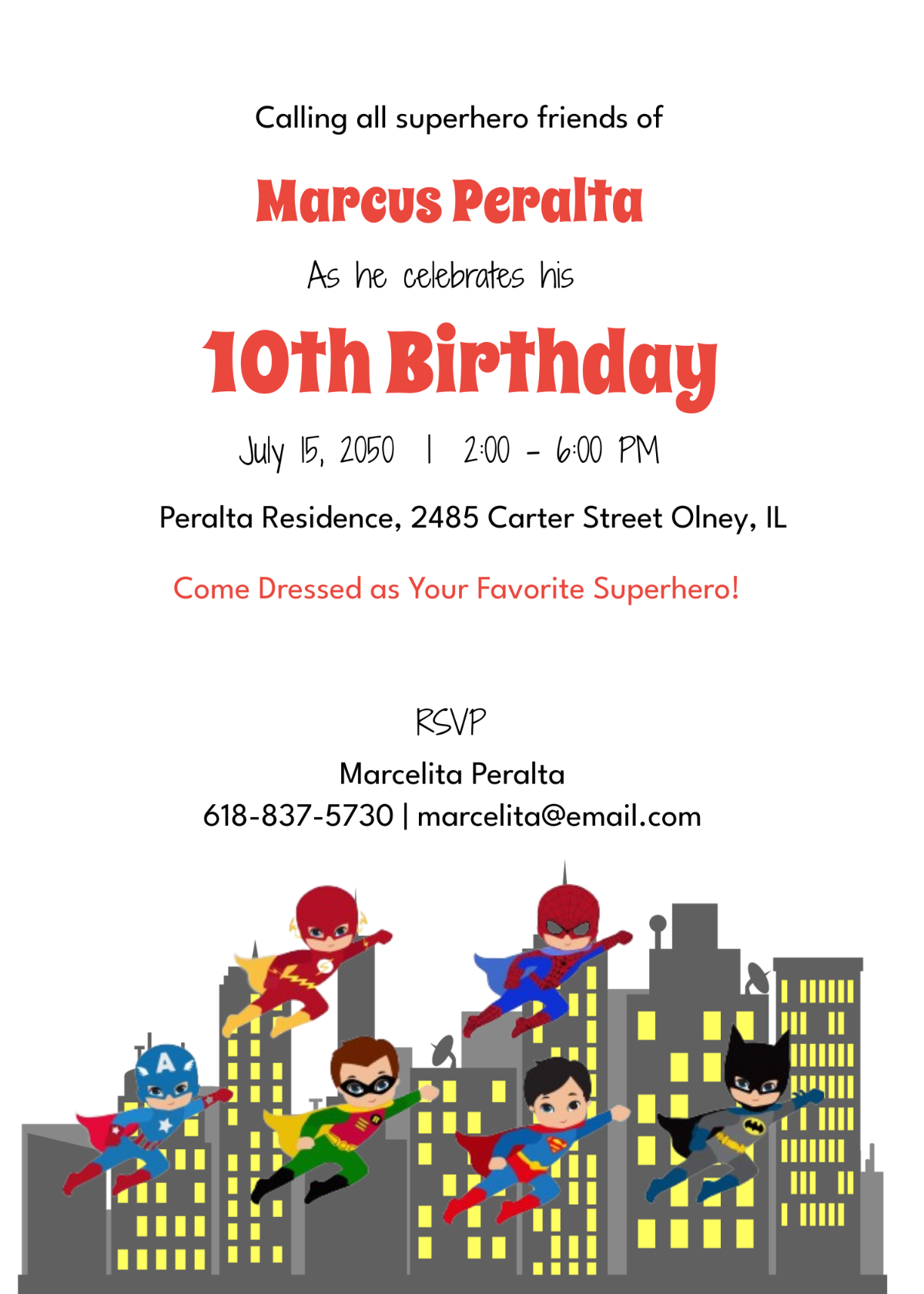Superhero Childrens Party Invitation
