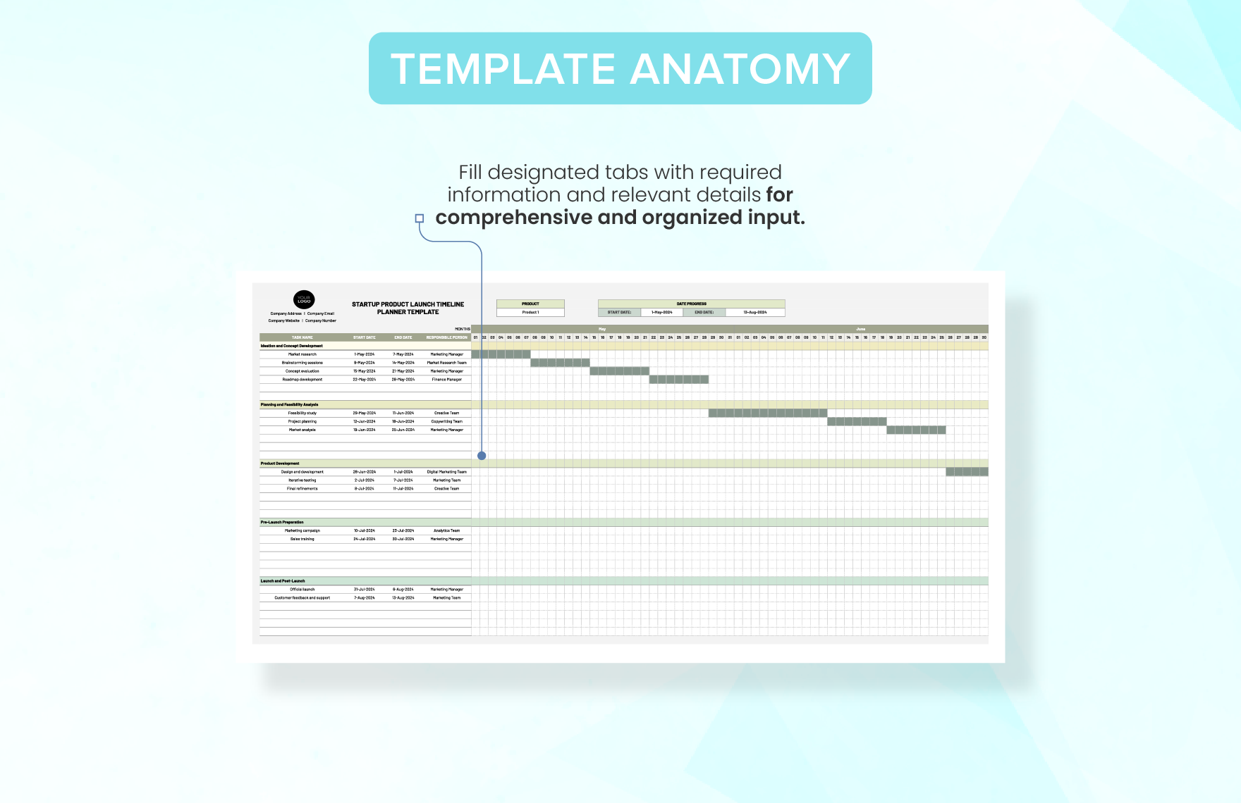 Startup Product Launch Timeline Planner Template