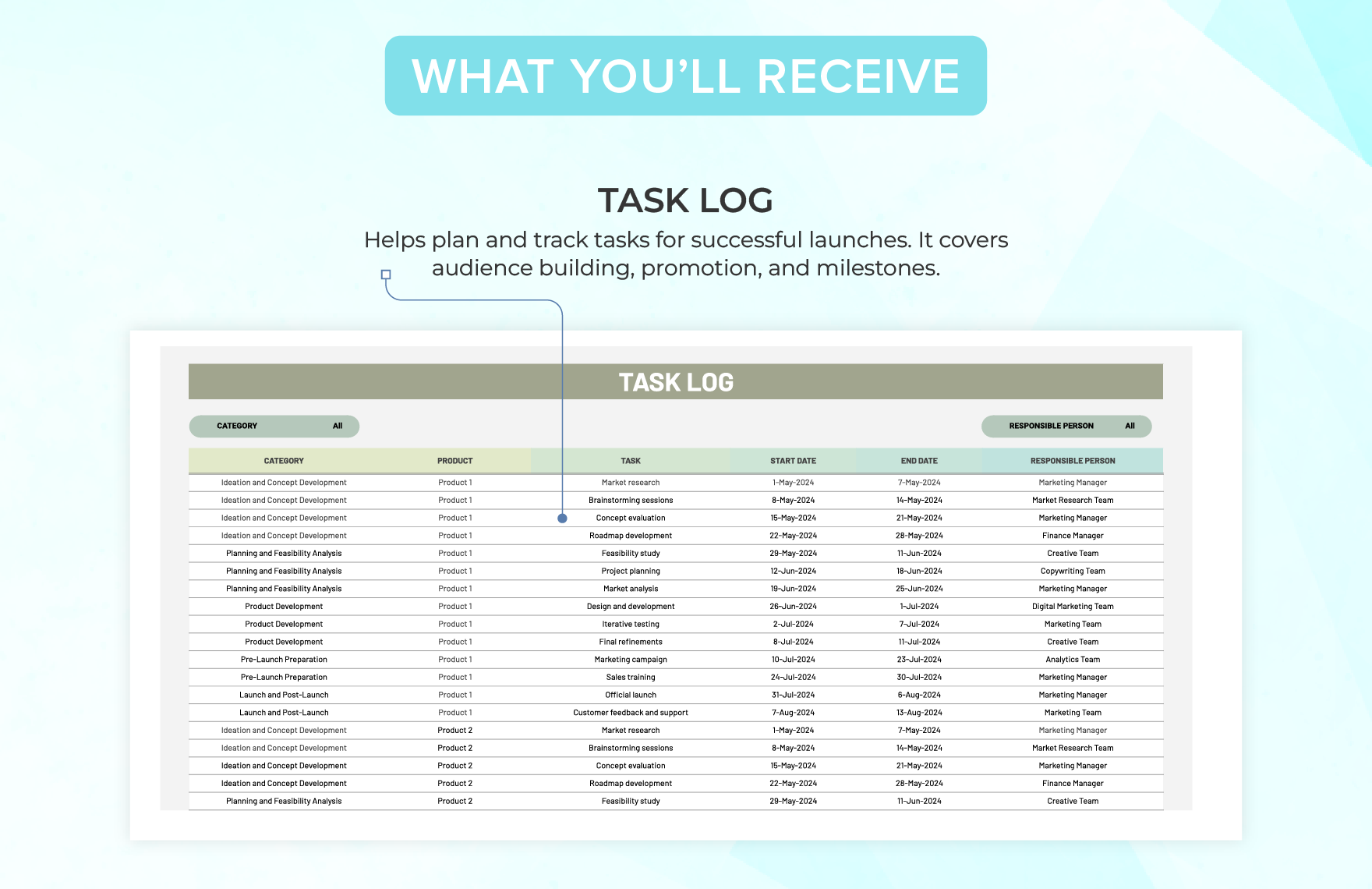 Startup Product Launch Timeline Planner Template