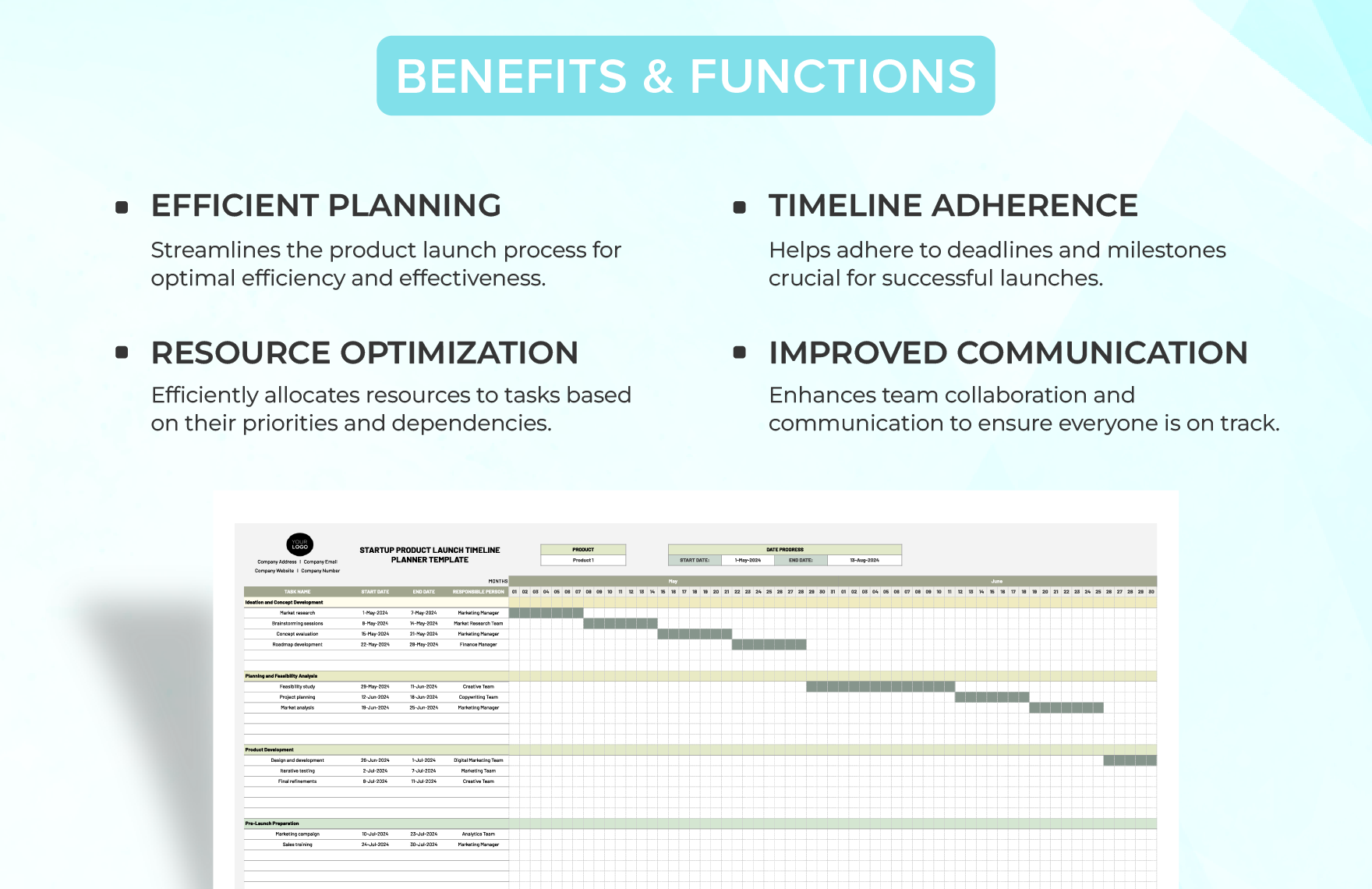 Startup Product Launch Timeline Planner Template