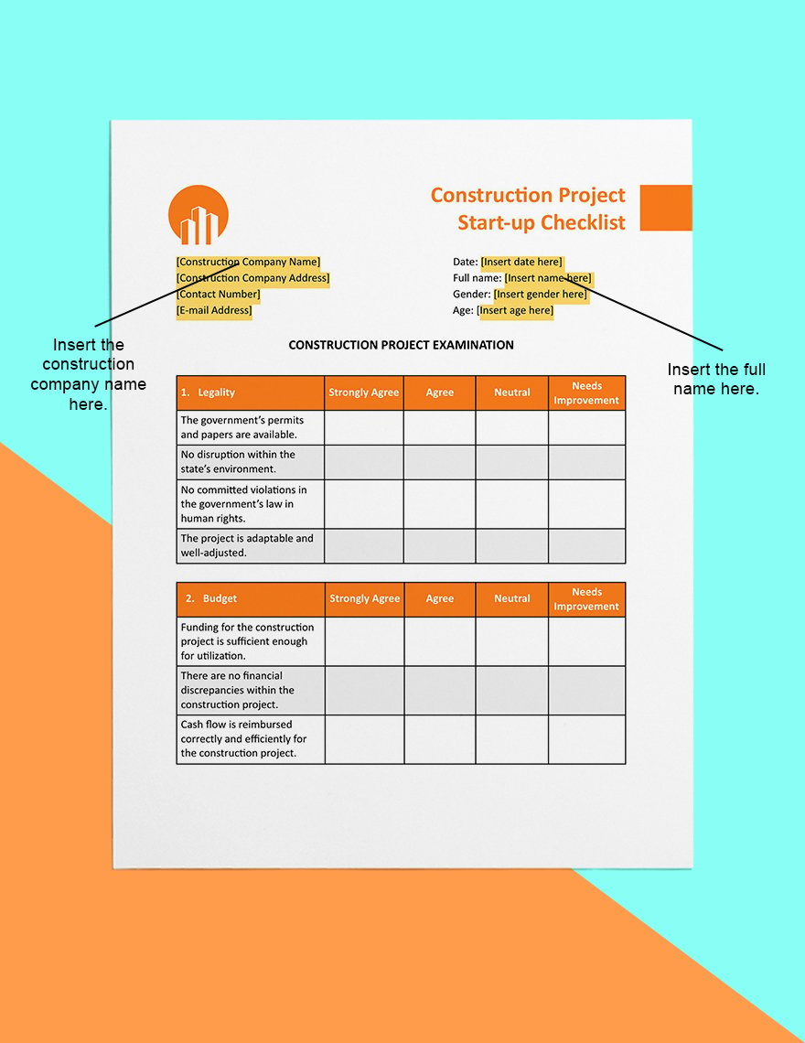 construction project checklist