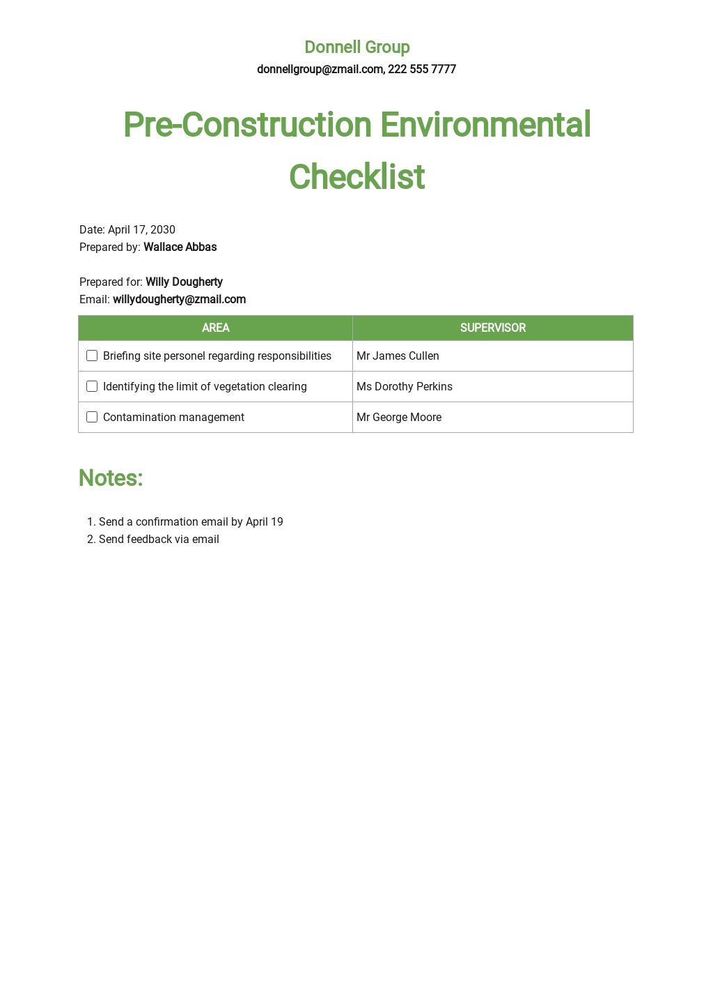 Pre-Construction Environmental Checklist Template [Free PDF] - Google