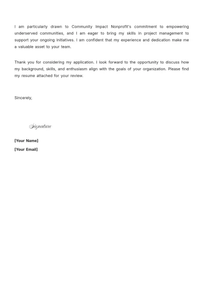 Free Nonprofit Project Manager Cover Letter to Edit Online