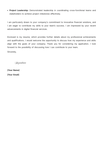 Free Financial Project Manager Cover Letter to Edit Online