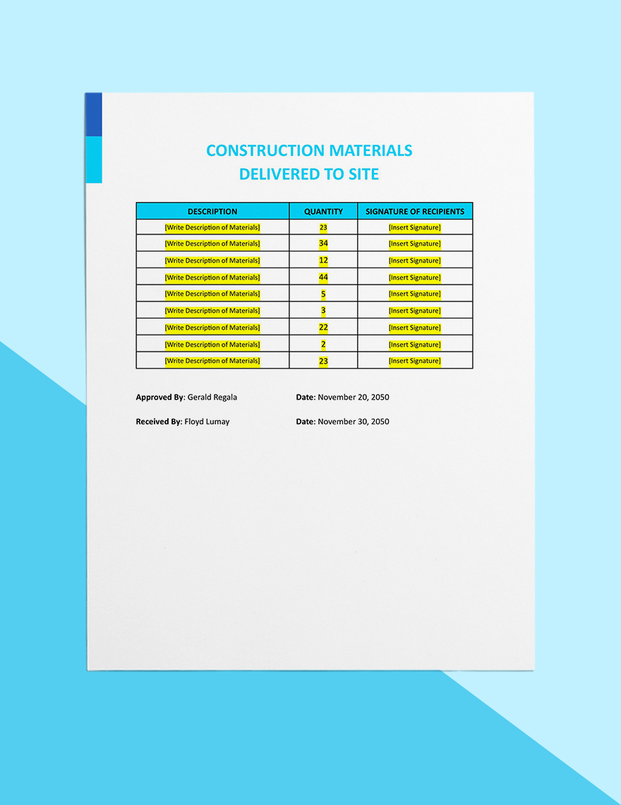 Daily Construction Worksheet Sample