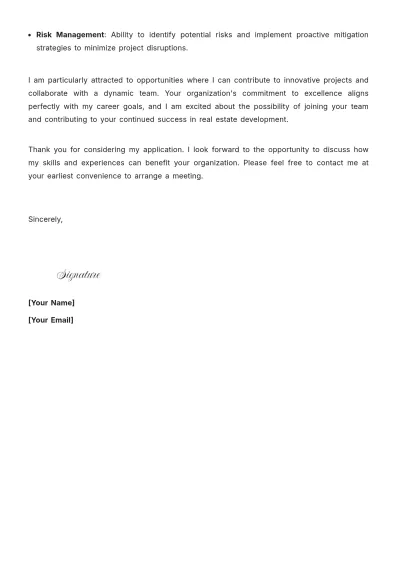 Free Real Estate Project Manager Cover Letter to Edit Online