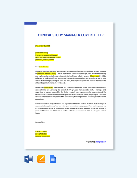 FREE Clinical Study Manager Cover Letter Template - Word ...