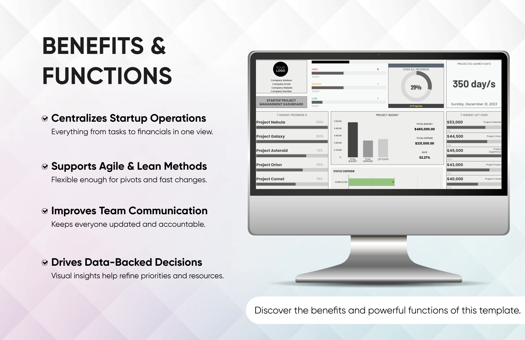 Startup Project Management Dashboard Template