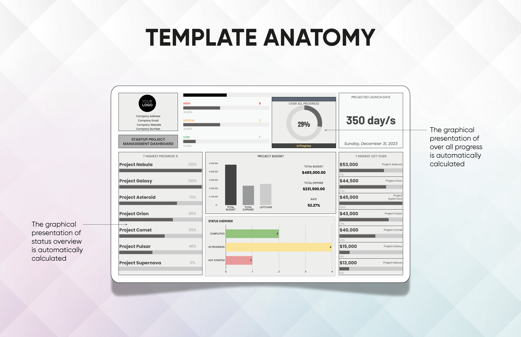 Startup Project Management Dashboard Template