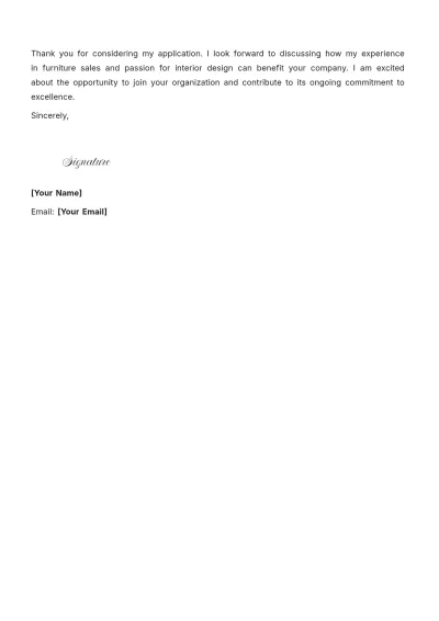 Free Professional Furniture Sales Cover Letter to Edit Online