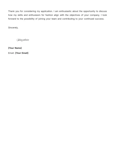 Free Fashion Sales Associate Cover Letter to Edit Online