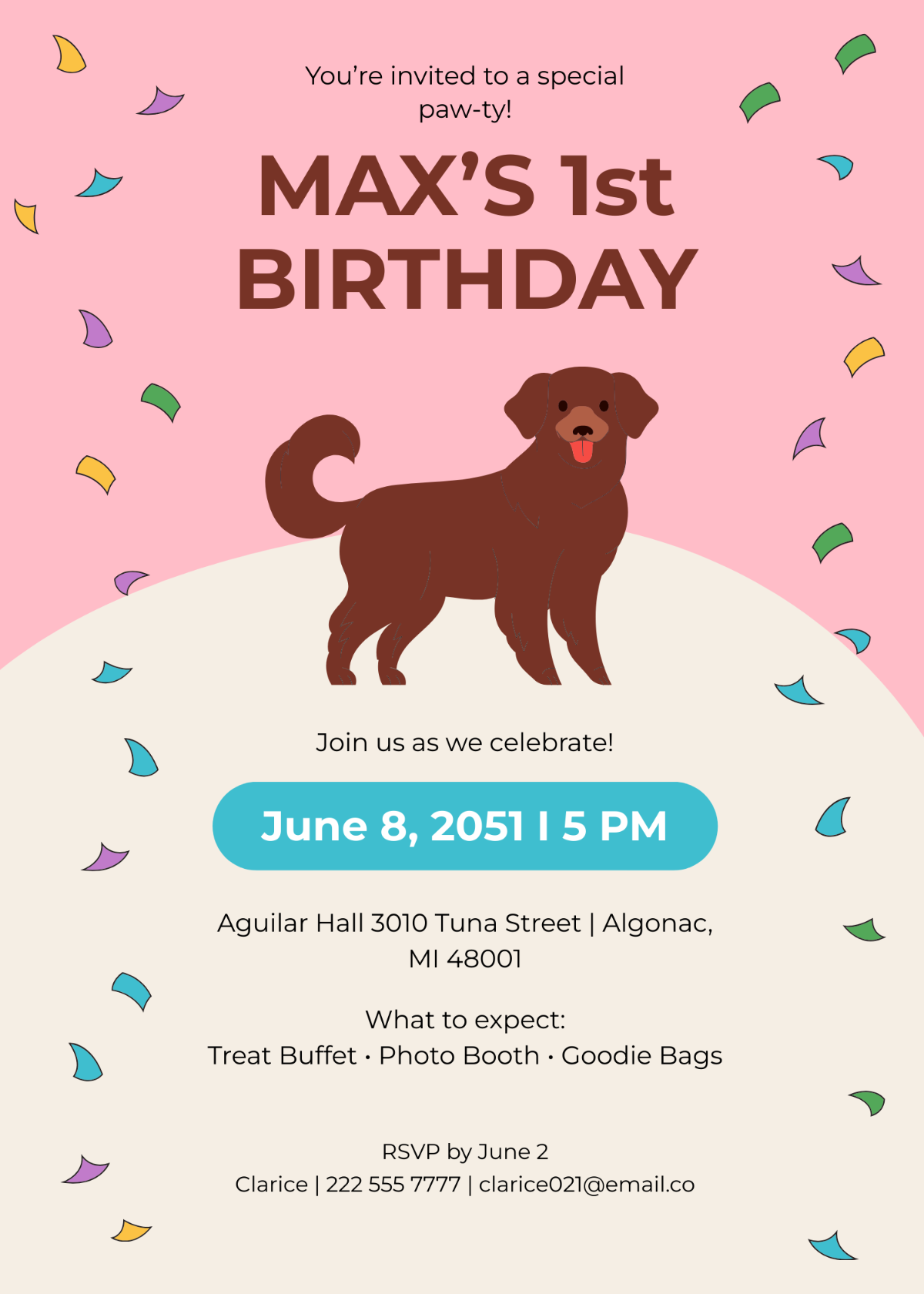 Red Dog Birthday Invitation