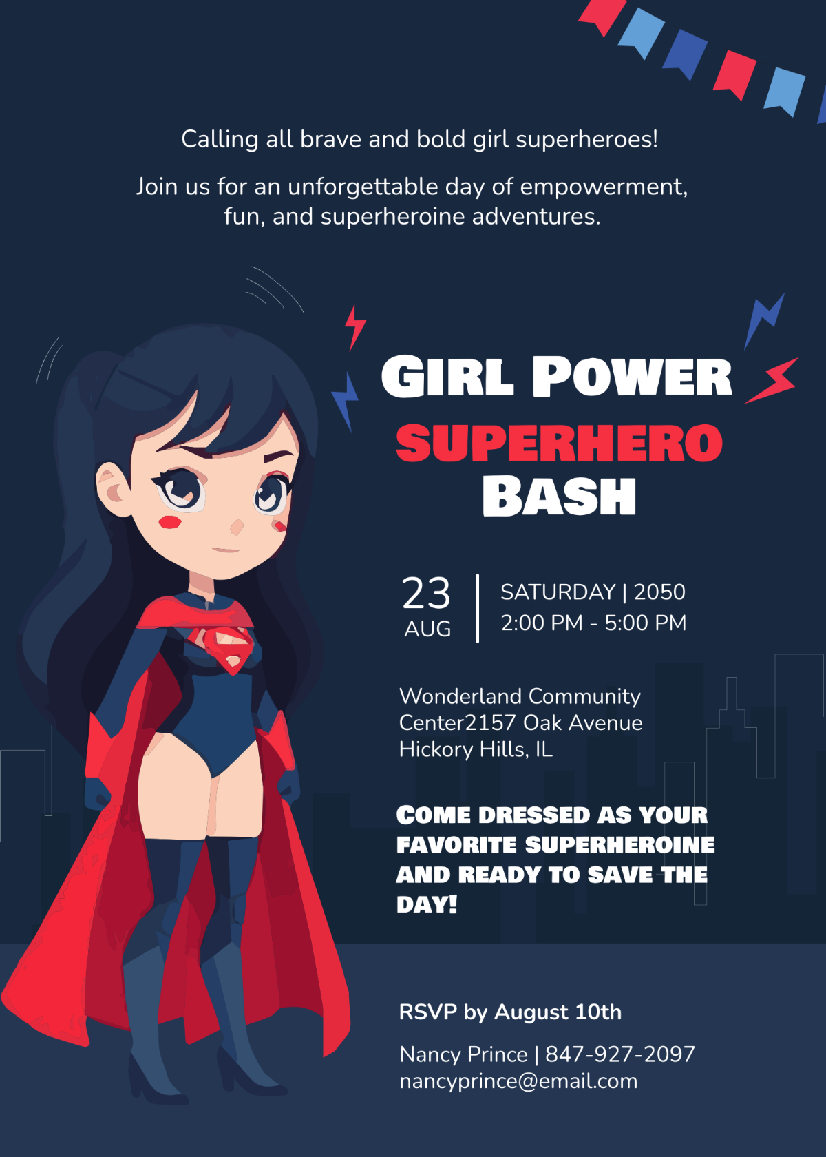 Girl Superhero Invitation