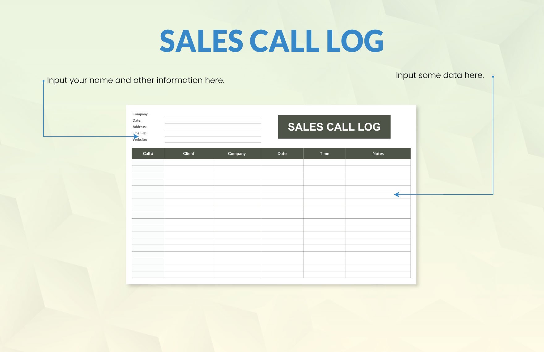 Sales Call Log Template