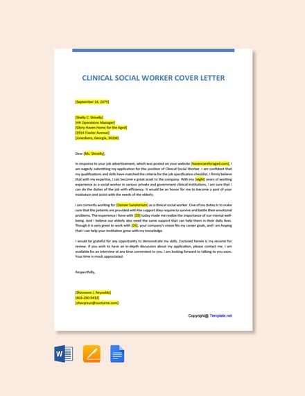 Clinical Social Worker Cover Letter