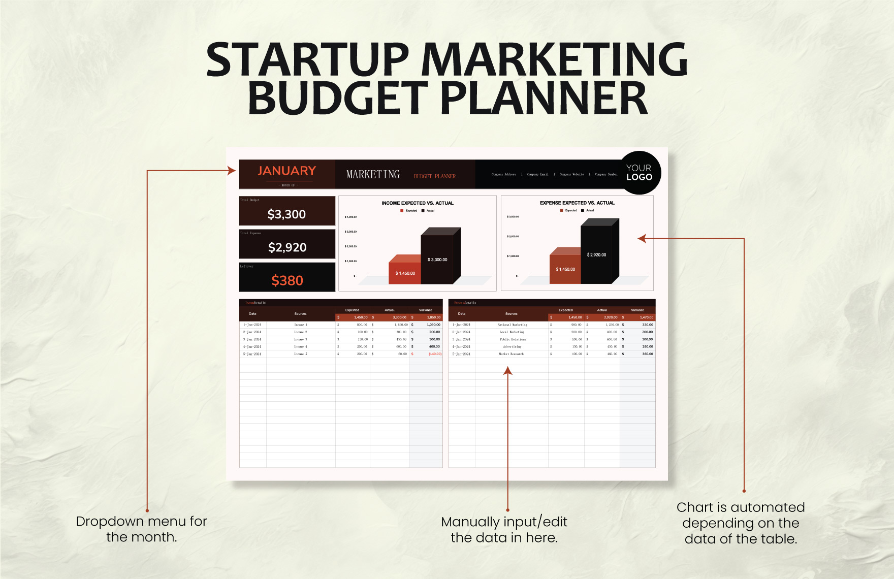 Startup Marketing Budget Planner Template