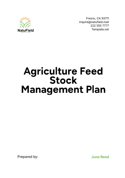 Free Agriculture Feed Stock Management Plan Template to Edit Online