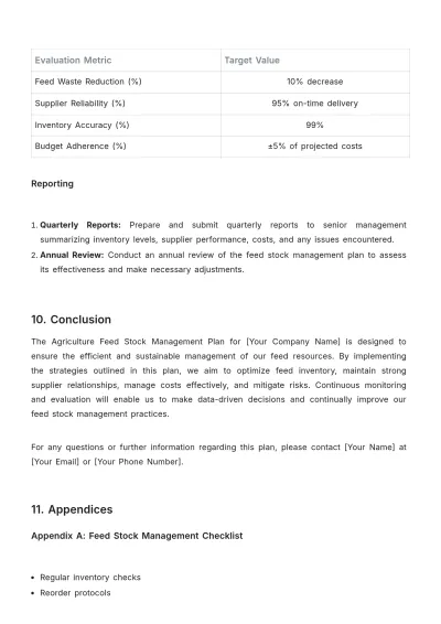 Free Agriculture Feed Stock Management Plan Template to Edit Online
