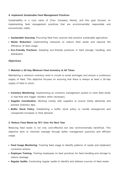 Free Agriculture Feed Stock Management Plan Template to Edit Online