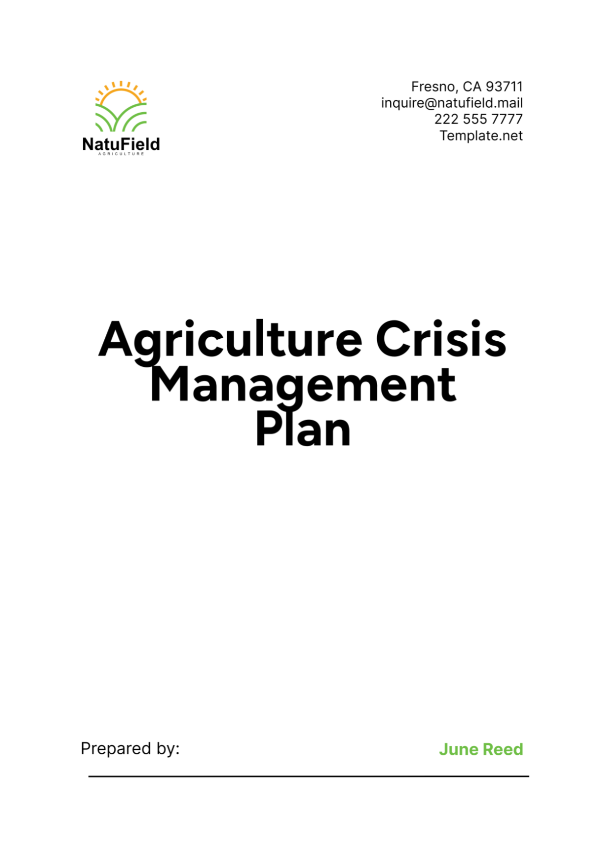 Agriculture Crisis Management Plan Template - Edit Online & Download