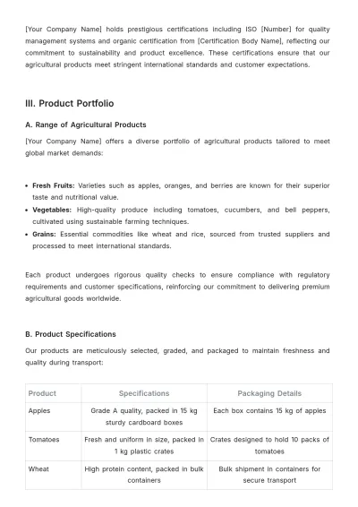 Free Agriculture Export Documentation Report Template to Edit Online