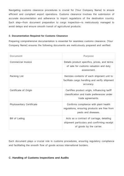 Free Agriculture Export Documentation Report Template to Edit Online