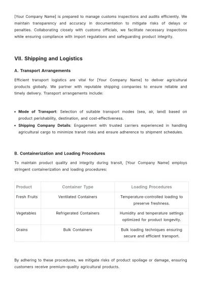 Free Agriculture Export Documentation Report Template to Edit Online