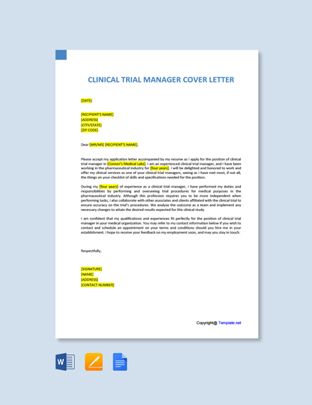 clinical trial application cover letter