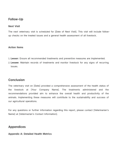 Free Agriculture Veterinary Visit Report Template to Edit Online