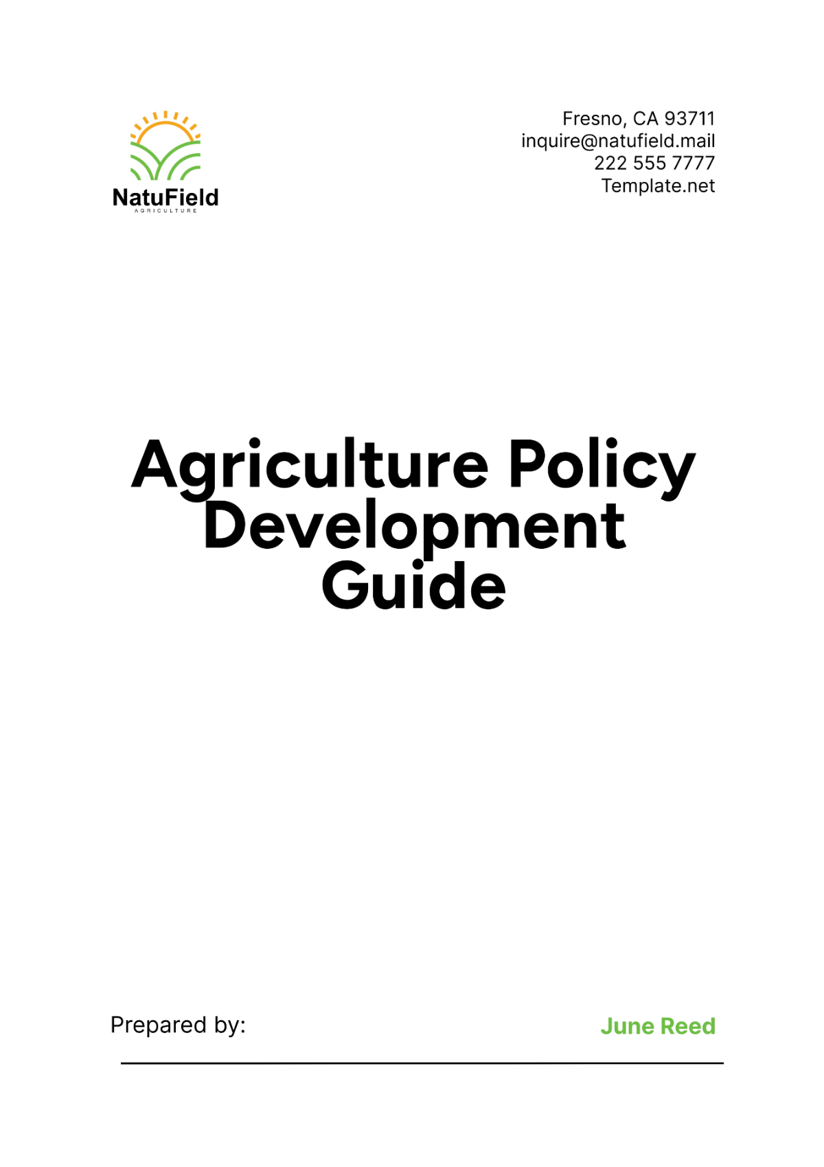 Agriculture Policy Development Guide Template