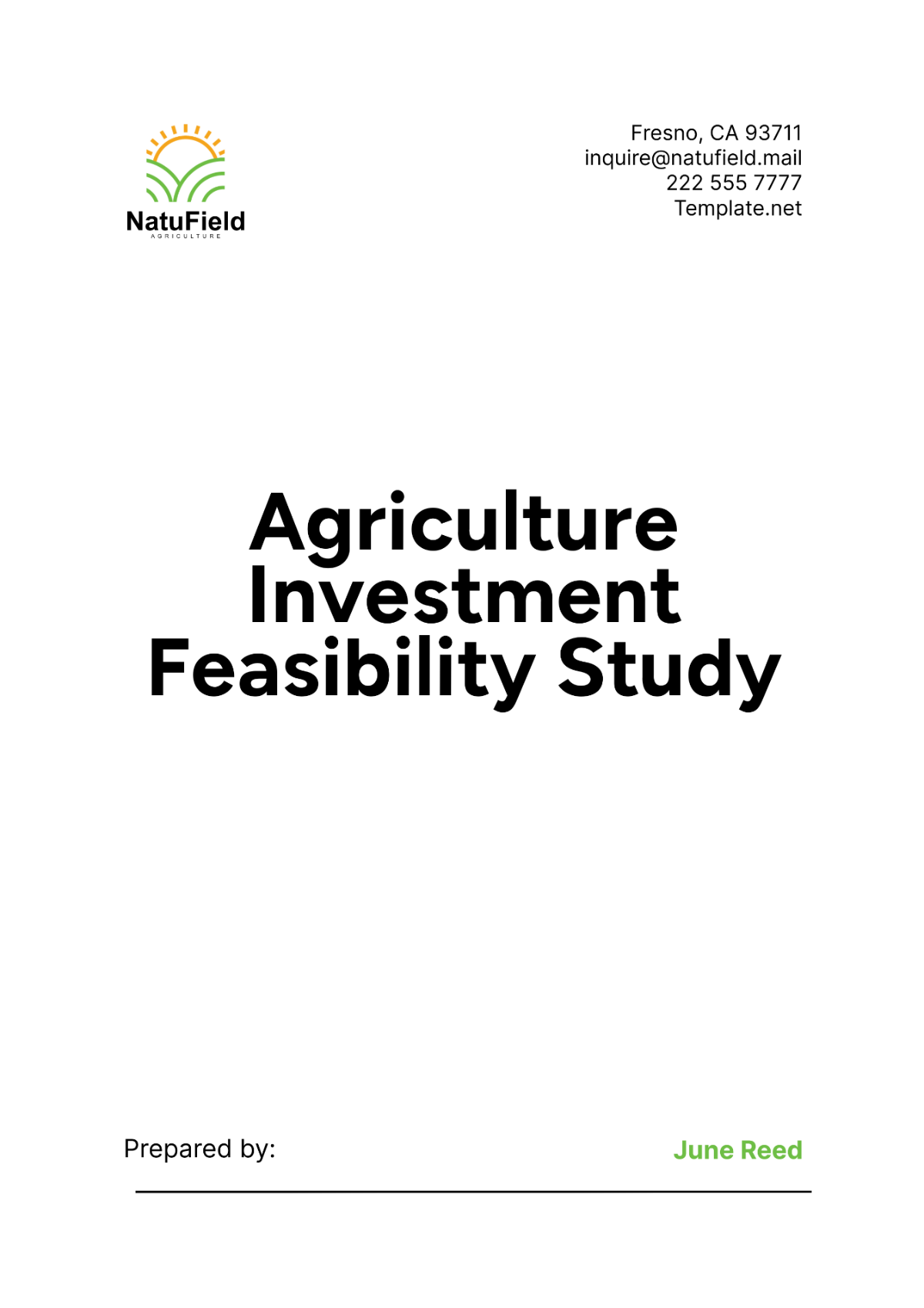 Agriculture Investment Feasibility Study Template - Edit Online & Download